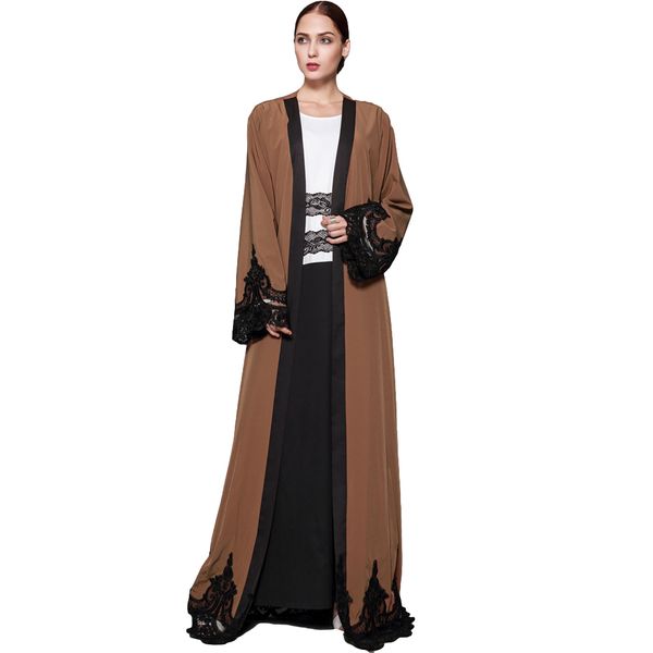2018 new fashion women muslim cardigan spliced crochet lace long wide sleeve islamic abaya maxi dress outwear brown, Red
2018 new fashion women muslim cardigan spliced crochet lace long wide sleeve islamic abaya maxi dress outwear brown, Red