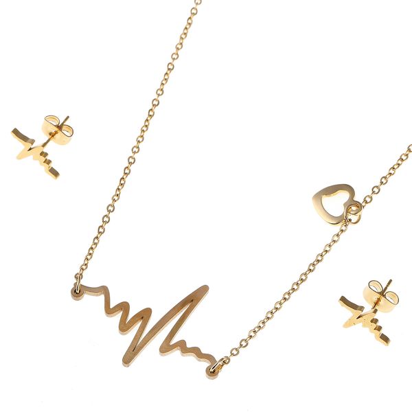 stainless steel heartbeat pendant cardiogram ecg necklace earring set nurse graduation gift, Silver
stainless steel heartbeat pendant cardiogram ecg necklace earring set nurse graduation gift, Silver