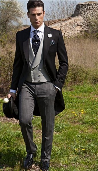 classic groomsmen peak black lapel groom tuxedos morning style men suits wedding/prom man blazer( jacket+pants+vest+tie ) m112, Black;gray
classic groomsmen peak black lapel groom tuxedos morning style men suits wedding/prom man blazer( jacket+pants+vest+tie ) m112, Black;gray
