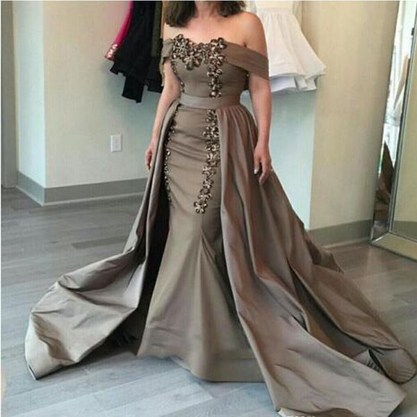 satin off the shoulder evening gowns arabia beads mermaid prom dresses with overskirts sweep train mother of bride formal party dress, Black;red
satin off the shoulder evening gowns arabia beads mermaid prom dresses with overskirts sweep train mother of bride formal party dress, Black;red