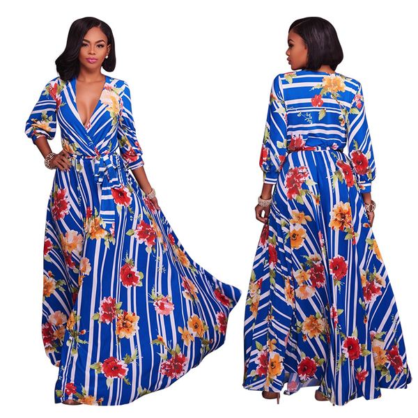 sari women saree winter 2017 new american standard code are v large swing neck long sleeve stripe printed dress, Red
sari women saree winter 2017 new american standard code are v large swing neck long sleeve stripe printed dress, Red