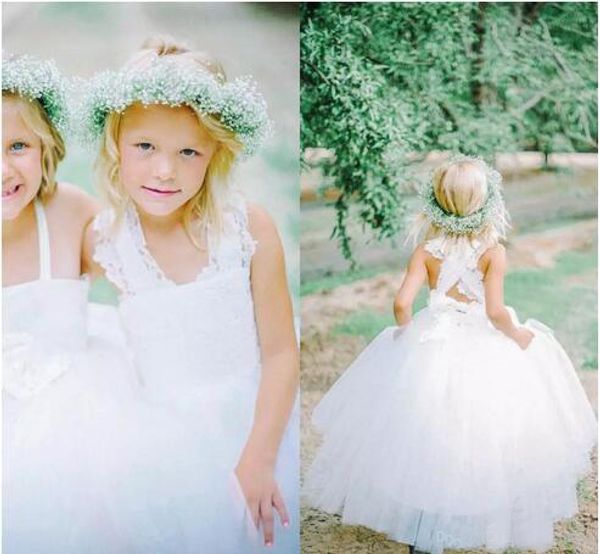 new lovely white tulle custom made flower girl dresses cross straps back flowers ball gown floor length girls pageant dresses, White;blue
new lovely white tulle custom made flower girl dresses cross straps back flowers ball gown floor length girls pageant dresses, White;blue