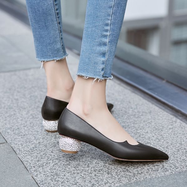 new style pointed toe slip on crystal stud strange style heel women pumps wedding shallow mouth pumps, Black
new style pointed toe slip on crystal stud strange style heel women pumps wedding shallow mouth pumps, Black