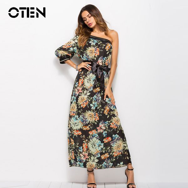 oten bohemian style summer fashion women one shoulder flower printed split spring girl beach floral dresses chiffon long dress, White;black
oten bohemian style summer fashion women one shoulder flower printed split spring girl beach floral dresses chiffon long dress, White;black