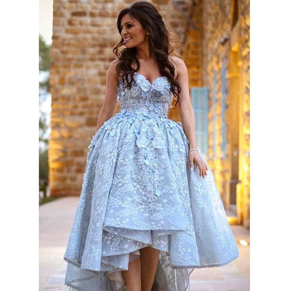 3d lace aplplqiues sweetheart high low ball gown prom dresses for teens graduation dresses sky blue dress party evening, Black
3d lace aplplqiues sweetheart high low ball gown prom dresses for teens graduation dresses sky blue dress party evening, Black
