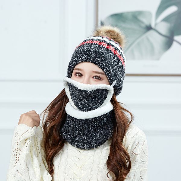 women knitted hat scarf mask three pieces set fashion wool knit hat collars female warm snow caps windsr face mask set, Blue;gray
women knitted hat scarf mask three pieces set fashion wool knit hat collars female warm snow caps windsr face mask set, Blue;gray