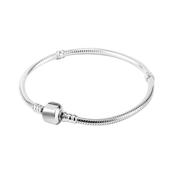 

factory wholesale 925 sterling silver plated bracelets 3mm snake chain fit pandora charm beads bracelet jewelry making for men women, Golden;silver