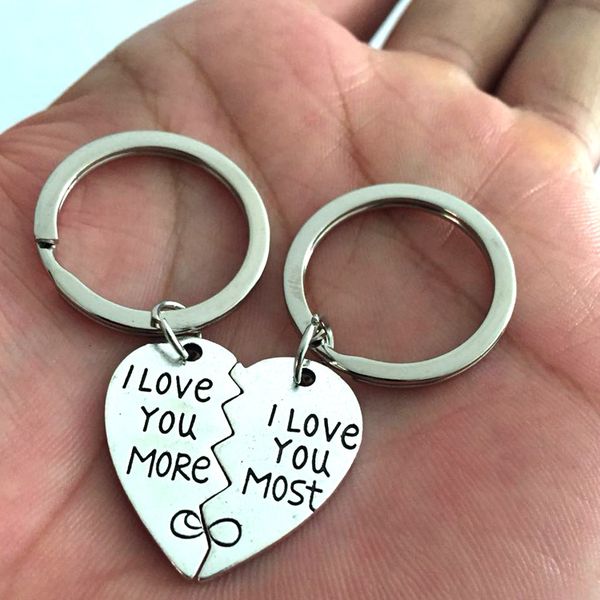2 pcs/set i love you more / most heart puzzle couple keychain for lovers gifts key chain ring holder friends llaveros, Silver
2 pcs/set i love you more / most heart puzzle couple keychain for lovers gifts key chain ring holder friends llaveros, Silver