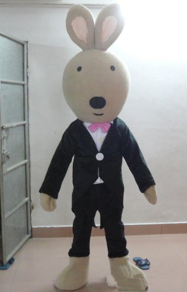 2018 brown bunny mascot costume with black suit for to wear, Red;yellow 
2018 brown bunny mascot costume with black suit for to wear, Red;yellow