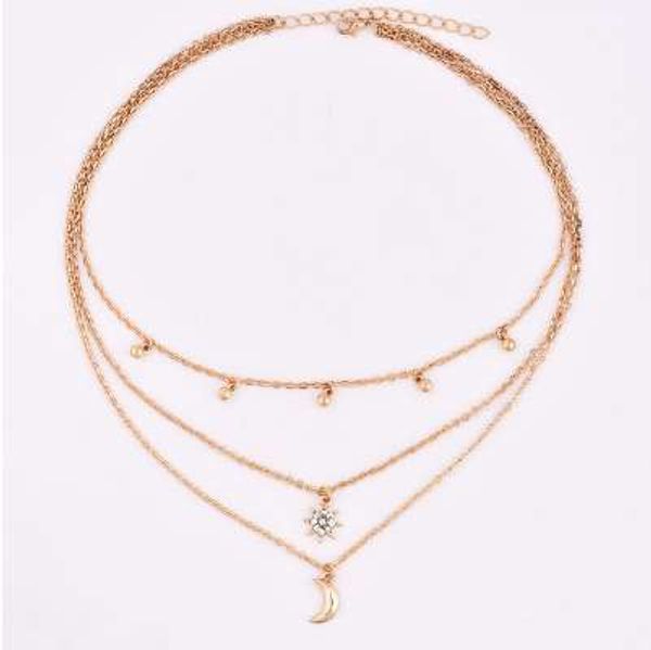 new boho jewelry multi layer beads choker necklaces for women moon fashion pendant vintage collier choker necklace gifts, Silver
new boho jewelry multi layer beads choker necklaces for women moon fashion pendant vintage collier choker necklace gifts, Silver