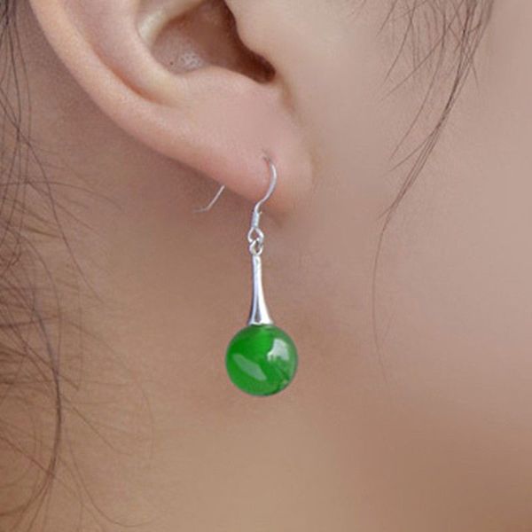 lady's 925 sterling silver 10mm natural green natural stone round fashion earrings, Golden;silver
lady's 925 sterling silver 10mm natural green natural stone round fashion earrings, Golden;silver
