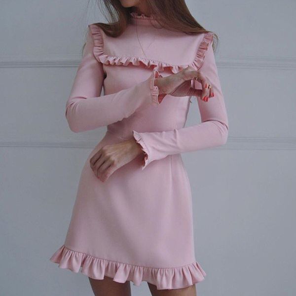 lady fashion ruffles slim elegant a-line dress 2017 autumn women turtleneck long sleeve female mini party dresses vestidos, White;black
lady fashion ruffles slim elegant a-line dress 2017 autumn women turtleneck long sleeve female mini party dresses vestidos, White;black