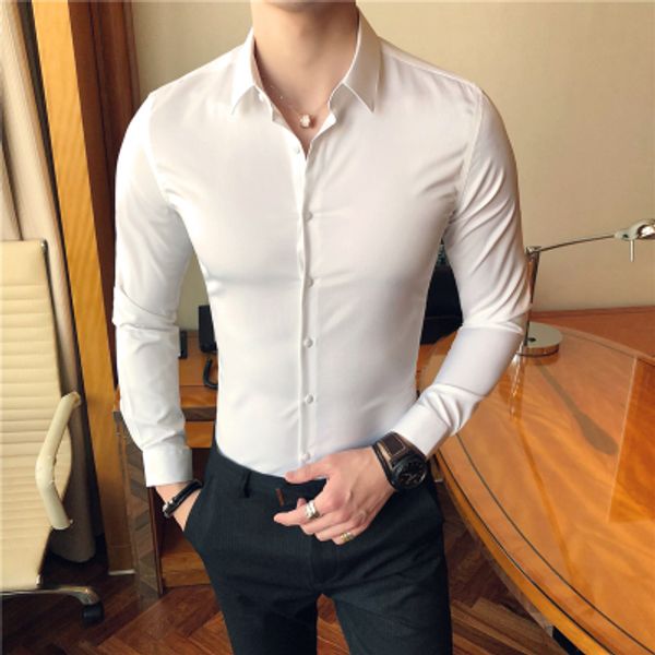 men slim fit shirt social man long sleeve shirts chemise homme cotton casual solid color black white plus size 3xl mauchley 2018, White;black
men slim fit shirt social man long sleeve shirts chemise homme cotton casual solid color black white plus size 3xl mauchley 2018, White;black