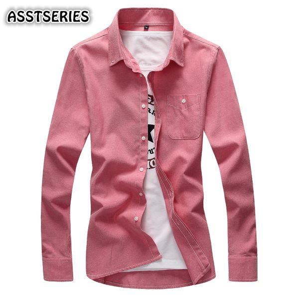 

asstseries shirt men solid color long sleeve oxford casual shirt camisa masculina hight quality 5xl mens shirts casual slim fit, White;black