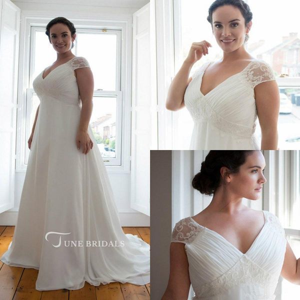 plus size wedding dresses 2018 modest v neck lace appliqued chiffon sweep train country bridal gowns beach wedding dress custom made, White
plus size wedding dresses 2018 modest v neck lace appliqued chiffon sweep train country bridal gowns beach wedding dress custom made, White