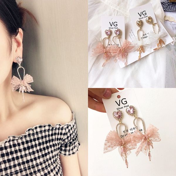 sweet lace tassel earrings for women bow earrings crystal eardrop fashion jewelry trendy fringe long dangle fanssee, Silver
sweet lace tassel earrings for women bow earrings crystal eardrop fashion jewelry trendy fringe long dangle fanssee, Silver