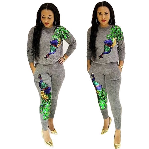 women's tracksuits grey peacock sequined design women clothing sets hoodies pullovers long pants joggers 2pcs outfits, Gray
women's tracksuits grey peacock sequined design women clothing sets hoodies pullovers long pants joggers 2pcs outfits, Gray