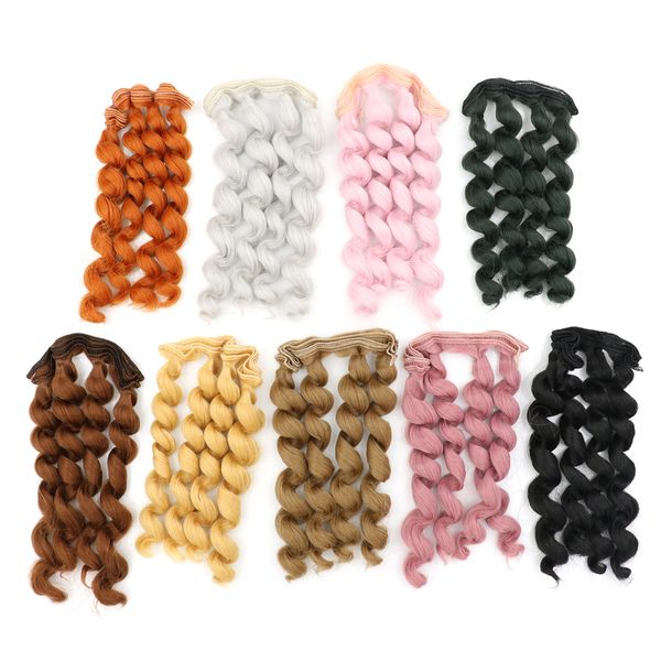 

1pcs 15cm*100cm curly hair for dolls 1/3 1/4 1/6 bjd/sd doll diy doll wigs accessories brown golden black khaki