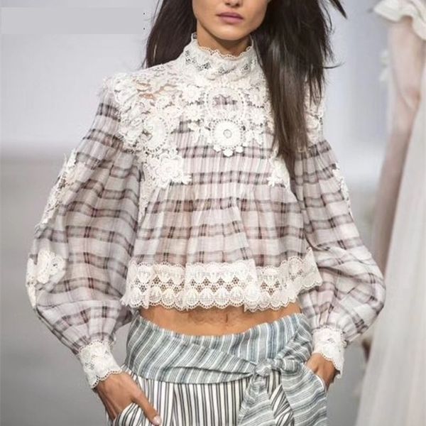 designer runway fashion women blouse 2018 spring summer office lady lace stand collar long sleeve plaid shirts party cocktail evening, White
designer runway fashion women blouse 2018 spring summer office lady lace stand collar long sleeve plaid shirts party cocktail evening, White