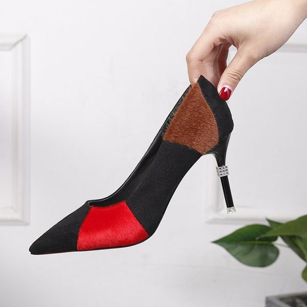 flock fashion basic style women shoes dress high heels female slip on shallow pumps office party wedding shoes, Black 
flock fashion basic style women shoes dress high heels female slip on shallow pumps office party wedding shoes, Black
