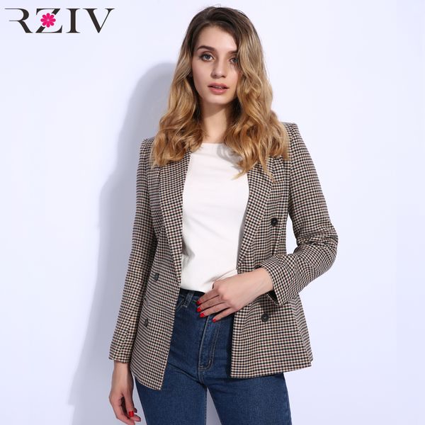 rziv 2018 autumn women blazer and casual plaid double-row button decorative suit blazer feminino ladies coats, White;black
rziv 2018 autumn women blazer and casual plaid double-row button decorative suit blazer feminino ladies coats, White;black