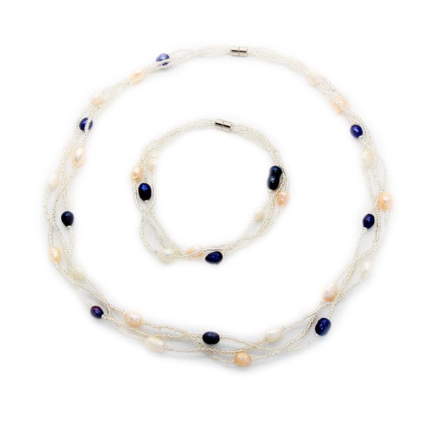 fashion charm jewelry natural freshwater pearl jewelry set magnetic buckle pearl necklace and bracelet set wholesale, Silver
fashion charm jewelry natural freshwater pearl jewelry set magnetic buckle pearl necklace and bracelet set wholesale, Silver