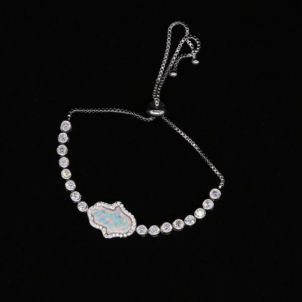 christmas gift delicate jewelry white fire opal stone lucky hamsa hand charm tennis chain slider adjust bracelet for girl women, Golden;silver
christmas gift delicate jewelry white fire opal stone lucky hamsa hand charm tennis chain slider adjust bracelet for girl women, Golden;silver