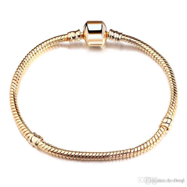 Factory Wholesale 18KGP Bracelets 3mm Snake Chain Fit Pandora Charm Bead Bangle Bracelet Jewelry Gift For Men Women KKA1154
Factory Wholesale 18KGP Bracelets 3mm Snake Chain Fit Pandora Charm Bead Bangle Bracelet Jewelry Gift For Men Women KKA1154
