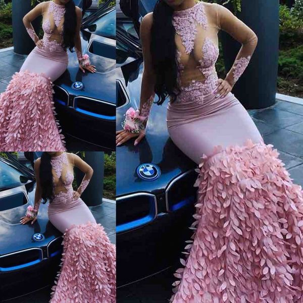 gorgeous pink mermaid prom dresses sheer long sleeves lace appliques evening gowns 2k18 south african sweep train cocktail party dress, Black
gorgeous pink mermaid prom dresses sheer long sleeves lace appliques evening gowns 2k18 south african sweep train cocktail party dress, Black