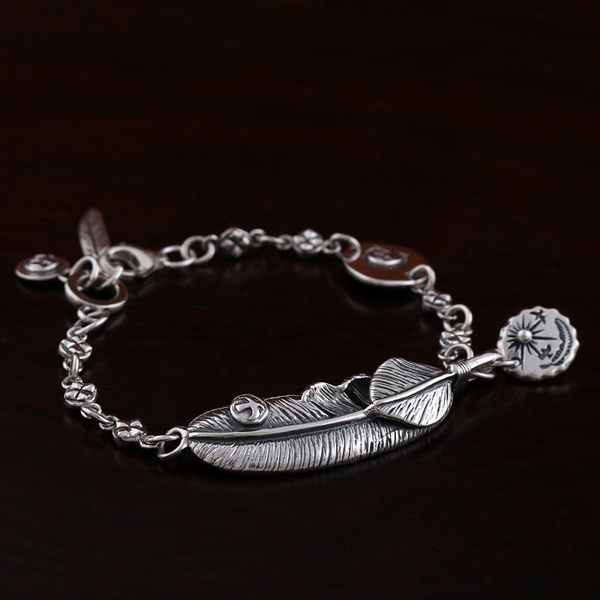 925 solid sterling silver fashion jewelryrock biker bird feather chain bracelet 13.8g a2710
925 solid sterling silver fashion jewelryrock biker bird feather chain bracelet 13.8g a2710