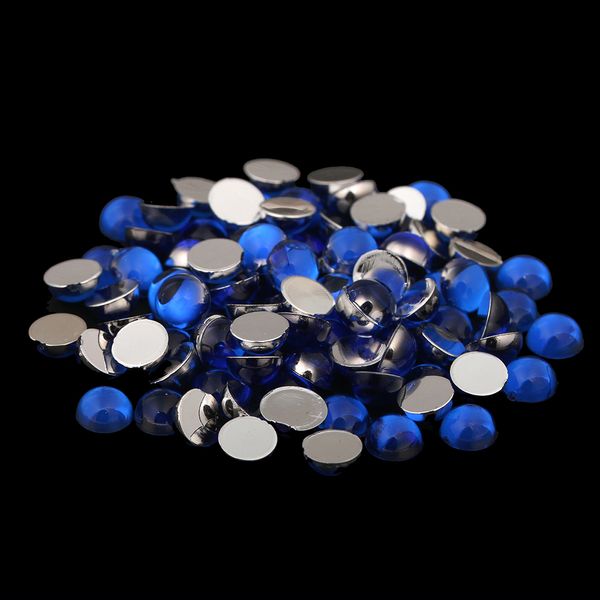 

blue color half round facets many sizes acrylic flatback crystal nail art rhinestones 3d nail jewelry stone decorations, Silver;gold