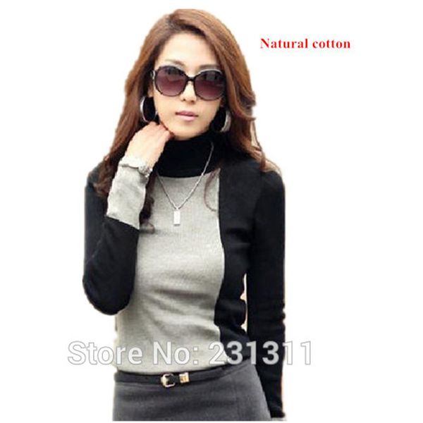 autumn and winter long-sleeve slim t shirt women patchwork cotton turtleneck women's basic t-shirt coat pullovers sweater, White
autumn and winter long-sleeve slim t shirt women patchwork cotton turtleneck women's basic t-shirt coat pullovers sweater, White