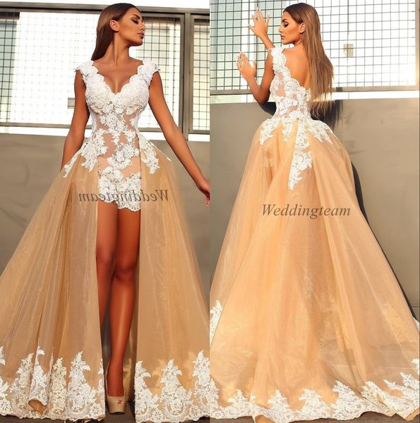 lace backless prom dresses with detachable train v neck appliqued evening gowns vestidos de fiesta a line organza formal dress, Black
lace backless prom dresses with detachable train v neck appliqued evening gowns vestidos de fiesta a line organza formal dress, Black