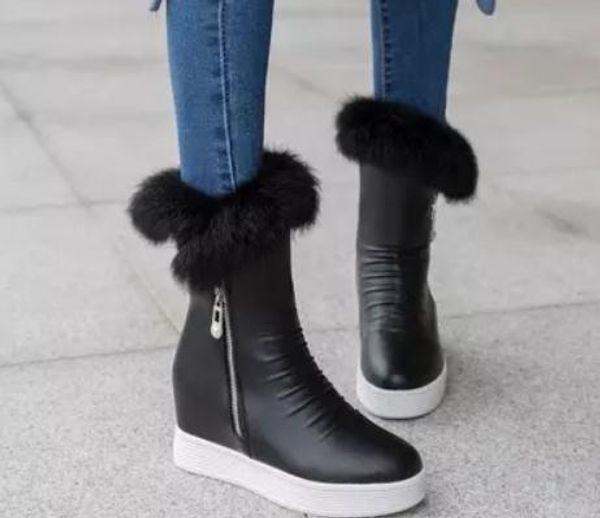 send 2018 women's middle barrel boots thickening winter anti slip thick bottom, Black
send 2018 women's middle barrel boots thickening winter anti slip thick bottom, Black