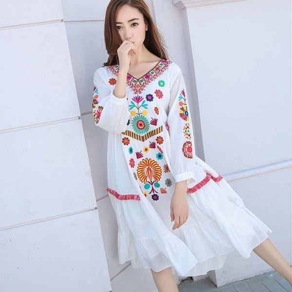 5xl 2018 летняя мода цветочные вышитые dress женщины шею старинные белое платье vestidos свободные bohemia f073, White;black
5xl 2018 летняя мода цветочные вышитые dress женщины шею старинные белое платье vestidos свободные bohemia f073, White;black