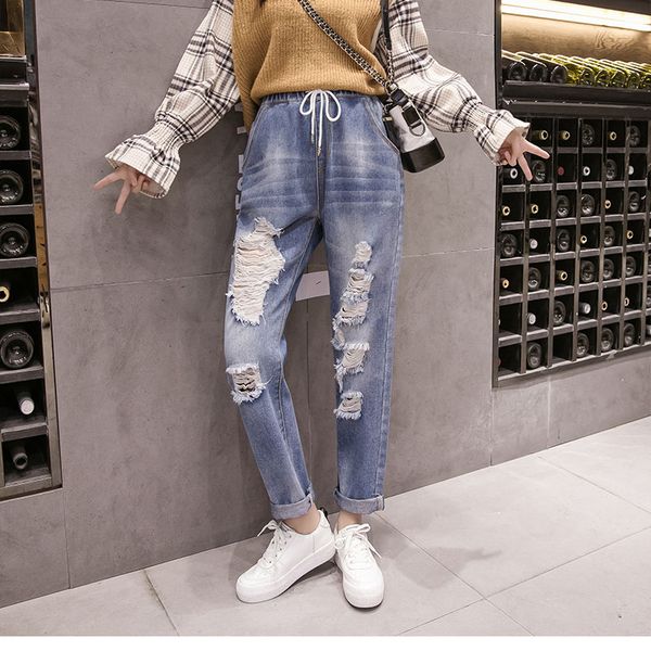 5xl plus big size jeans panty women spring summer style autumn 2018 feminina elastic waist hole denim pants female a5124, Blue
5xl plus big size jeans panty women spring summer style autumn 2018 feminina elastic waist hole denim pants female a5124, Blue