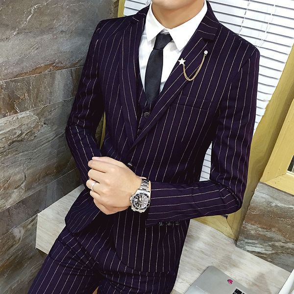 fashion suits autumn and winter male gold vertical stripe 3 piece set suit men suit blazers slim fit wedding suits for men, White;black
fashion suits autumn and winter male gold vertical stripe 3 piece set suit men suit blazers slim fit wedding suits for men, White;black