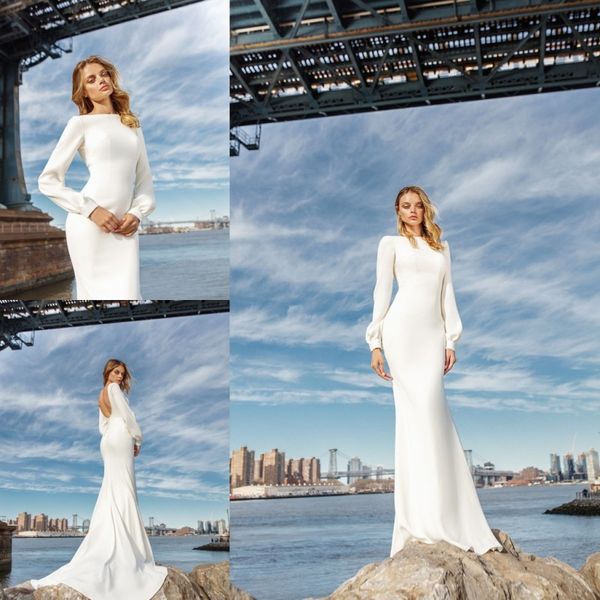 eva lendel latest mermaid wedding dresses jewel neck backless bridal gowns long sleeve sweep train custom made plus size wedding dress, White
eva lendel latest mermaid wedding dresses jewel neck backless bridal gowns long sleeve sweep train custom made plus size wedding dress, White