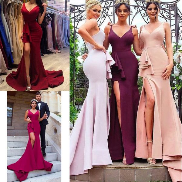 elegant side split bridesmaids dresses v-neck zipper back satin wedding guest dress prom dresses elegant dubai mermaid bridesmaid dress, White;pink
elegant side split bridesmaids dresses v-neck zipper back satin wedding guest dress prom dresses elegant dubai mermaid bridesmaid dress, White;pink