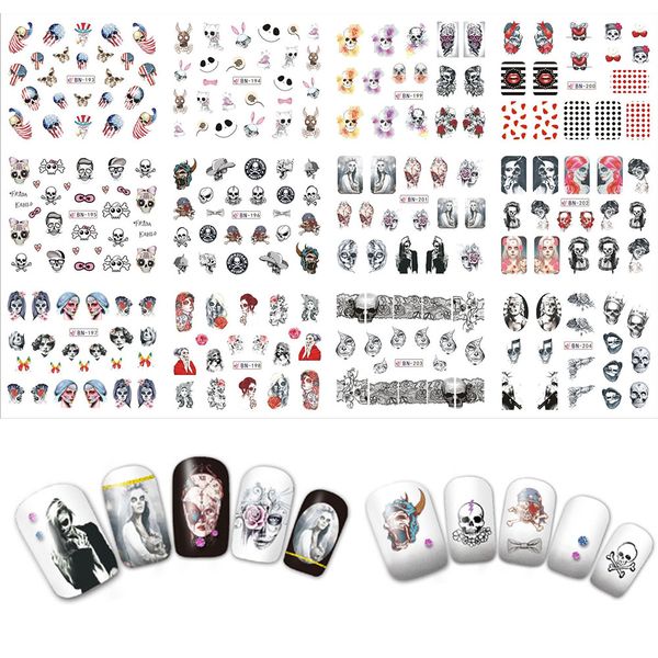 12pcs halloween cute skull diy sticker water transfer nail art stickers nails decals manicure labels bn193-204, Black
12pcs halloween cute skull diy sticker water transfer nail art stickers nails decals manicure labels bn193-204, Black