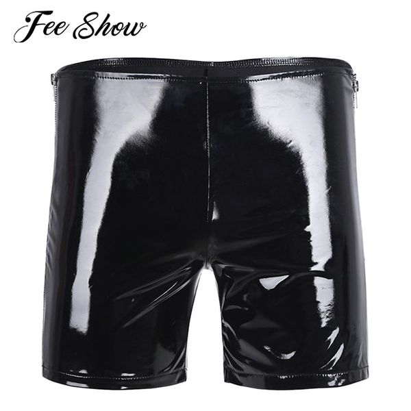 black mens shiny wetlook patent leather side zipper boxer short pants men's shiny slim fit comfortable boxer shorts clubwear, White;black
black mens shiny wetlook patent leather side zipper boxer short pants men's shiny slim fit comfortable boxer shorts clubwear, White;black