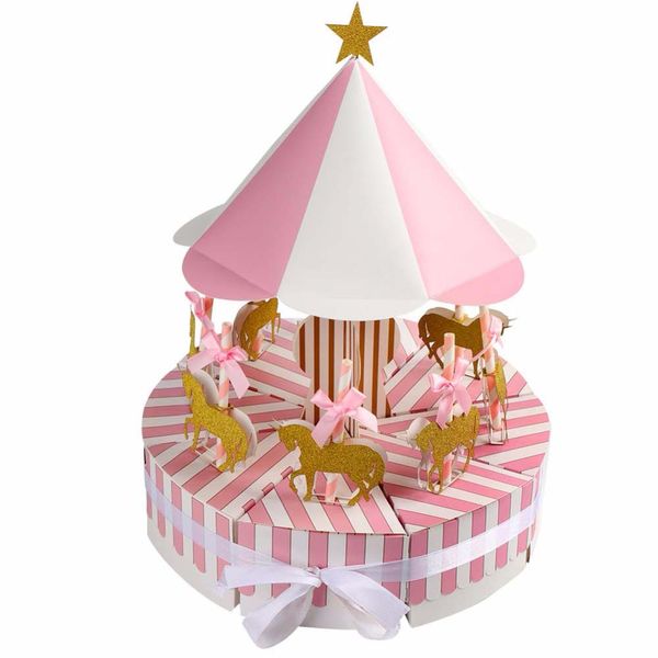 

Карусель бумажная подарочная коробка свадебные сувениры и подарки Единорог партия Baby Shower Candy Box день рождения украшения дети