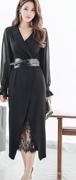 korean version of the autumn new office lady high-end chiffon sleeve stitching fashion dress, White;black
korean version of the autumn new office lady high-end chiffon sleeve stitching fashion dress, White;black