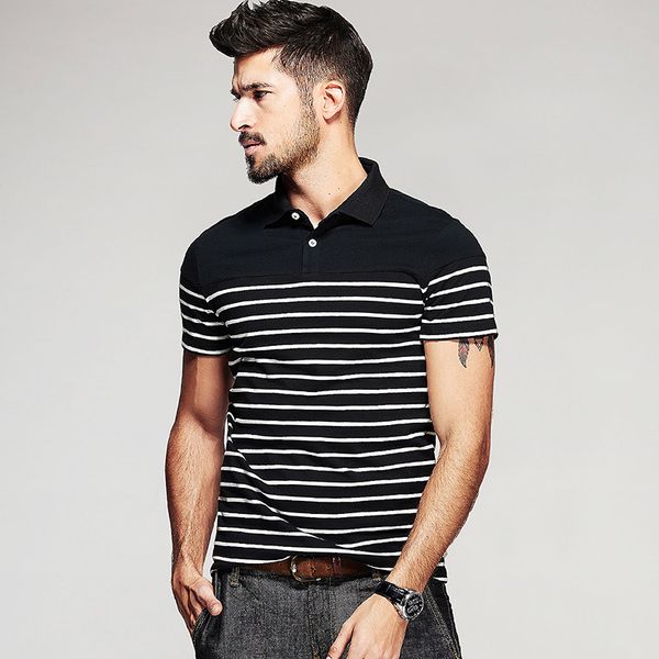 summer mens 100 %cotton polo shirts striped blue black brand clothing man 's slim short sleeve clothes plus size drop shipping, White;black
summer mens 100 %cotton polo shirts striped blue black brand clothing man 's slim short sleeve clothes plus size drop shipping, White;black