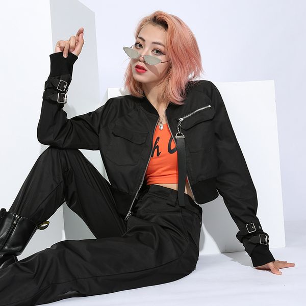 2018 new women zipper cargo jackets navel bare cropped pockets stand collar jacket ladies coats bomber ribbon black outwear, Black;brown
2018 new women zipper cargo jackets navel bare cropped pockets stand collar jacket ladies coats bomber ribbon black outwear, Black;brown
