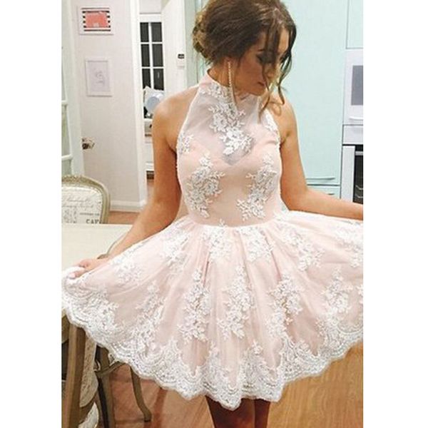 short homecoming dresses high neck off shoulder open back appliques lace above knee prom dresses vestidos de fiesta, Blue;pink
short homecoming dresses high neck off shoulder open back appliques lace above knee prom dresses vestidos de fiesta, Blue;pink