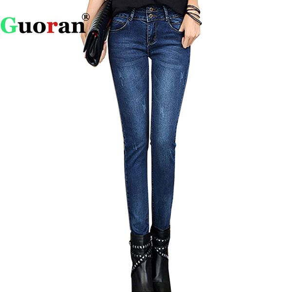 guoran} femme jeans 2017 winter warm fleece thick denim blue jeans trousers plus size high stretch slim pencil pants women
guoran} femme jeans 2017 winter warm fleece thick denim blue jeans trousers plus size high stretch slim pencil pants women