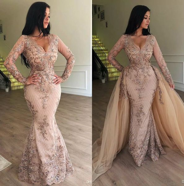 sparkly mermaid 2019 lace evening dresses long sleeve v neck lace prom dress with detachable train formal party gowns, Black;red
sparkly mermaid 2019 lace evening dresses long sleeve v neck lace prom dress with detachable train formal party gowns, Black;red