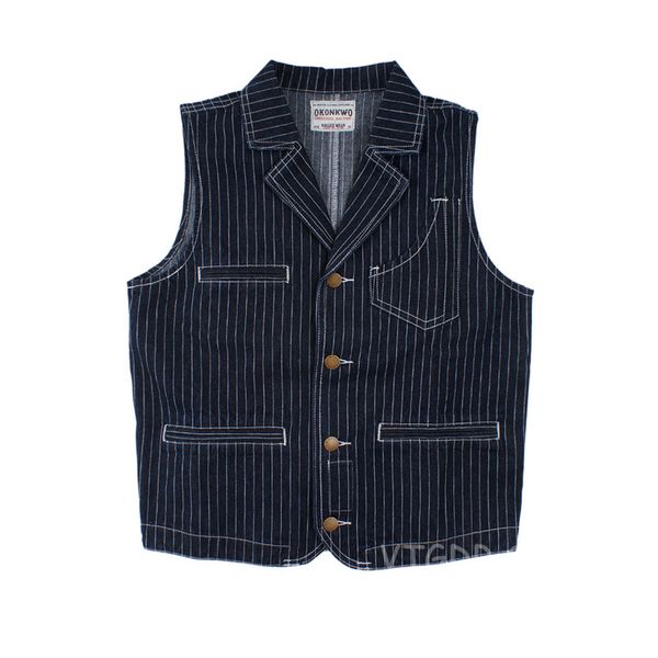 vintage men's denim foreman vest motorcycle striped lapel jean jacket waistcoat for rider biker, Black;white
vintage men's denim foreman vest motorcycle striped lapel jean jacket waistcoat for rider biker, Black;white