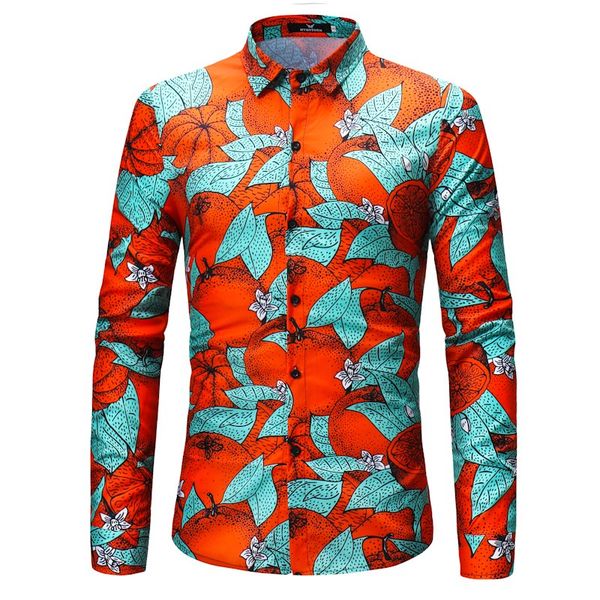 2018 shirt men spring new orange floral print slim fit shirt cotton blend turn-down collar single breasted design z30, White;black
2018 shirt men spring new orange floral print slim fit shirt cotton blend turn-down collar single breasted design z30, White;black